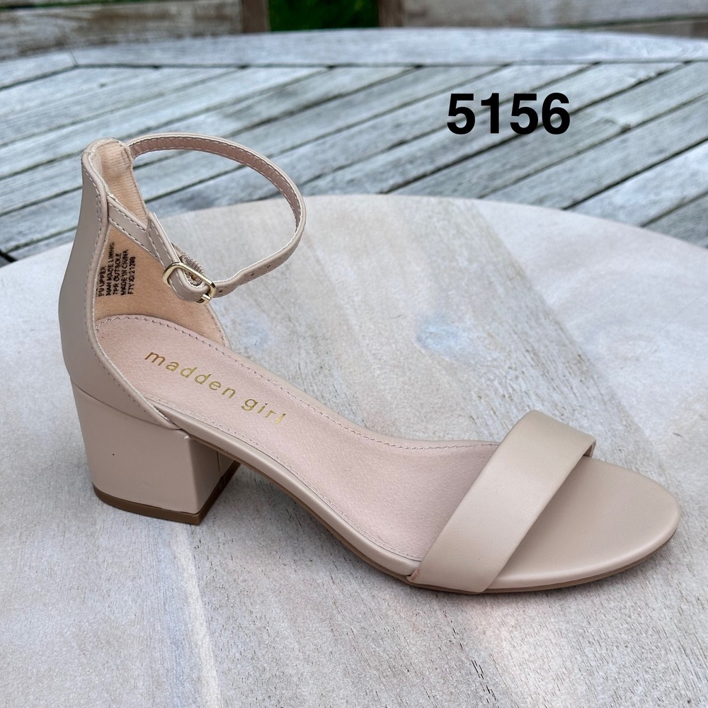 Madden Girl Ileana Womens Sandals Size 6 Beige Paris Block Heel Buckle Shoes NEW
